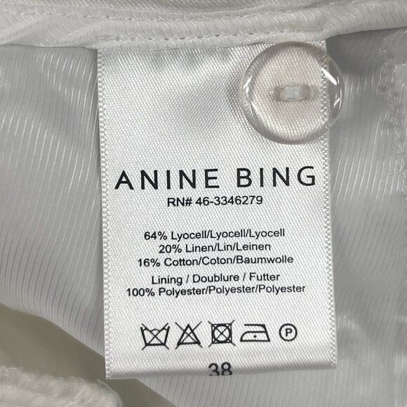 Anine Bing Mila White Shorts Linen Blend Size 38 Medium - Picture 10 of 13